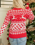 Christmas Reindeer and Heart High Neck Sweater