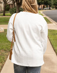 White Cable Textured Loose Plus Size Sweatshirt