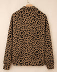 Leopard Quarter-Zip Drop Shoulder Sweatshirt