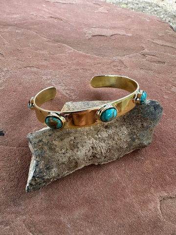 Elegant Summerhaven Turquoise Gold-Plated Cuff Bracelet