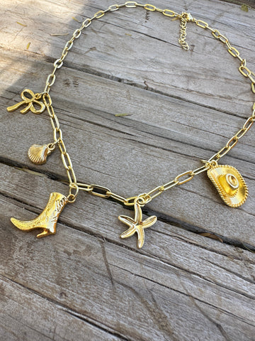 Golden Collection: 14K Gold-Plated Western Mermaid Charm Necklace