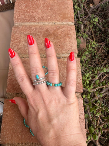 The Venice Band: Handmade Turquoise & Gold Plated Stretch Ring