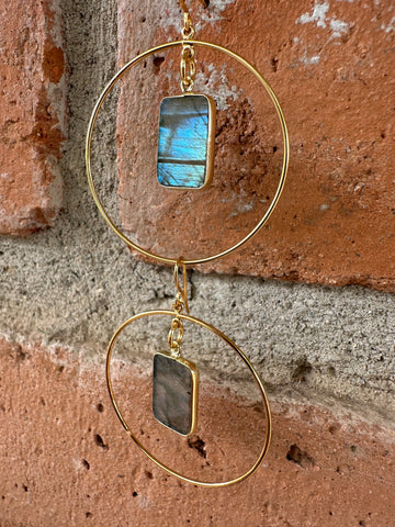 Elevate Your Style: Handmade Labradorite Golden Hoop Earrings