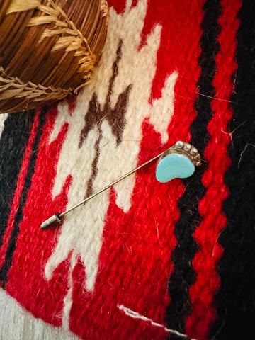 Old Pawn Vintage Navajo Turquoise & Sterling Silver Hat Pin