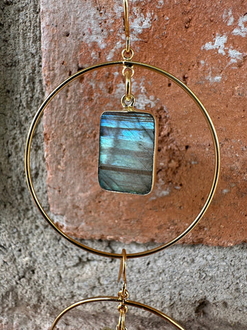 Elevate Your Style: Handmade Labradorite Golden Hoop Earrings