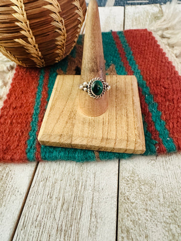 Navajo Malachite & Sterling Silver Ring Size 8.5