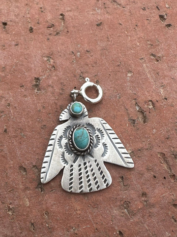 "Sterling Silver Turquoise Thunderbird Charm | Nizhoni Collection"