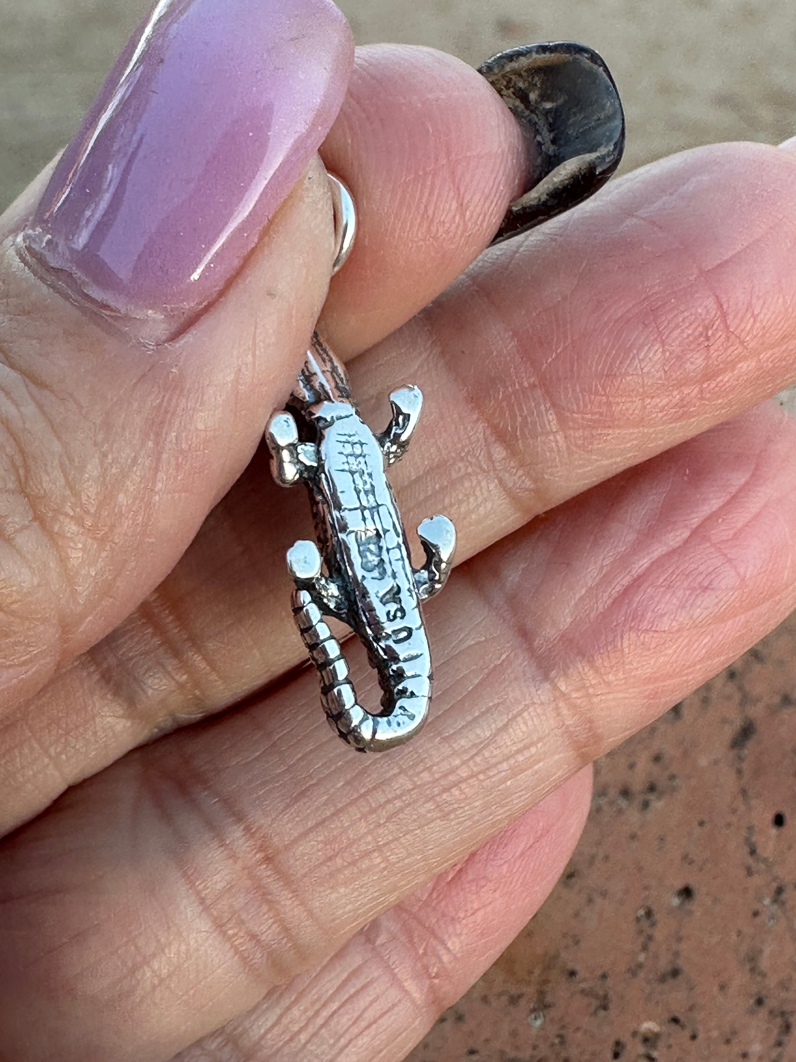 Navajo Crafted Sterling Silver Alligator Charm