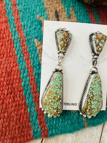 Navajo Number 8 Turquoise and Sterling Silver Dangle Earrings