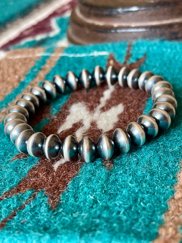 Handmade Navajo 8mm Sterling Silver Beaded Bracelet | Everest Ranch