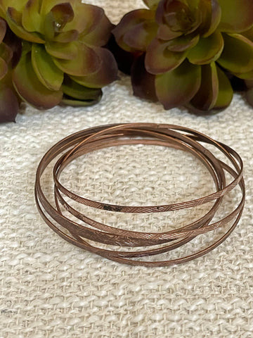 Vintage Handmade Copper Stacked Bangle Bracelet