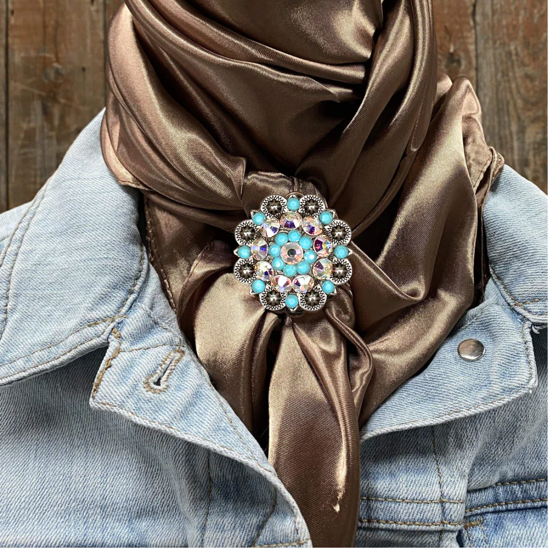 35X35&quot; Solid Tan Wild Rag / Scarf WRS7 - Crystal Concho Wild Rag Slides - Assorted