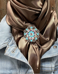 35X35" Solid Tan Wild Rag / Scarf WRS7 - Crystal Concho Wild Rag Slides - Assorted