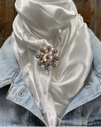 35X35" Solid White Wild Rag / Scarf WRS3 - Crystal Concho Wild Rag Slides - Assorted