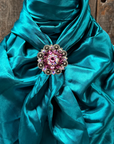 35X35" Solid Teal Wild Rag / Scarf WRS5 - Crystal Concho Wild Rag Slides - Assorted