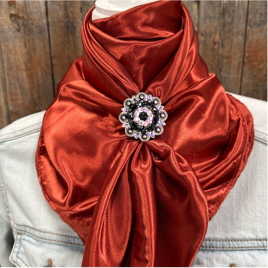 35X35&quot; Solid Rust Wild Rag / Scarf WRS16 - Crystal Concho Wild Rag Slides - Assorted