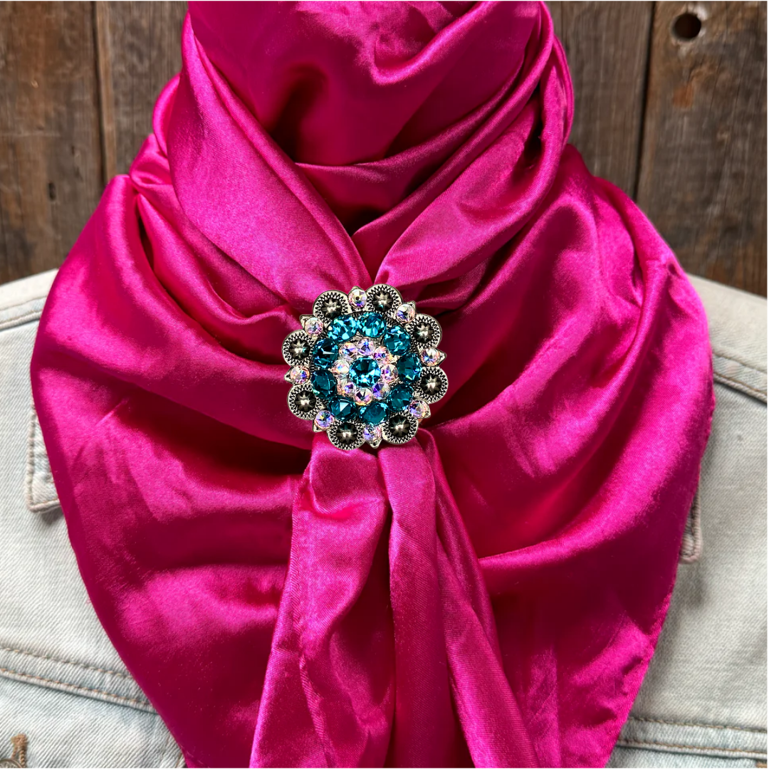 35X35&quot; Solid Fuchsia Wild Rag / Scarf WRS12 - Crystal Concho Wild Rag Slides - Assorted