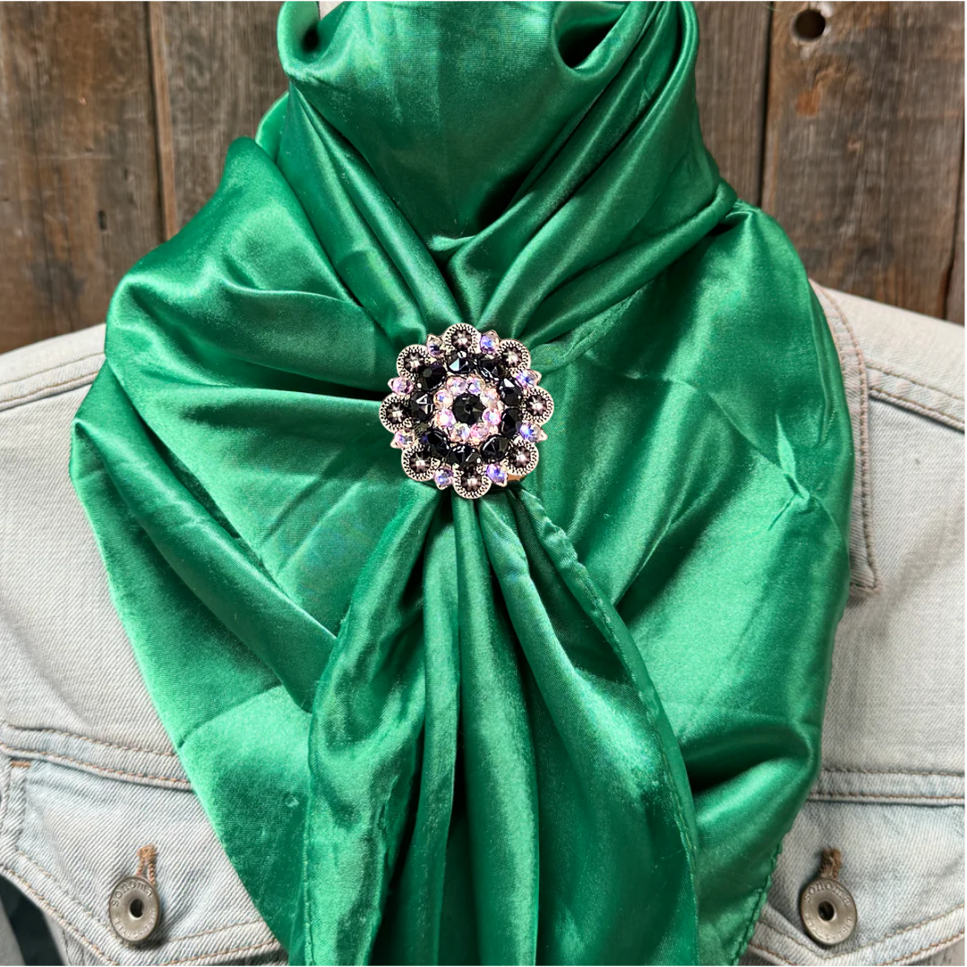35X35&quot; Solid Green Wild Rag / Scarf WRS18 - Crystal Concho Wild Rag Slides - Assorted