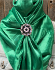 35X35" Solid Green Wild Rag / Scarf WRS18 - Crystal Concho Wild Rag Slides - Assorted
