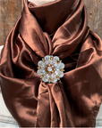 35X35" Solid Brown Wild Rag / Scarf WRS2 - Crystal Concho Wild Rag Slides - Assorted