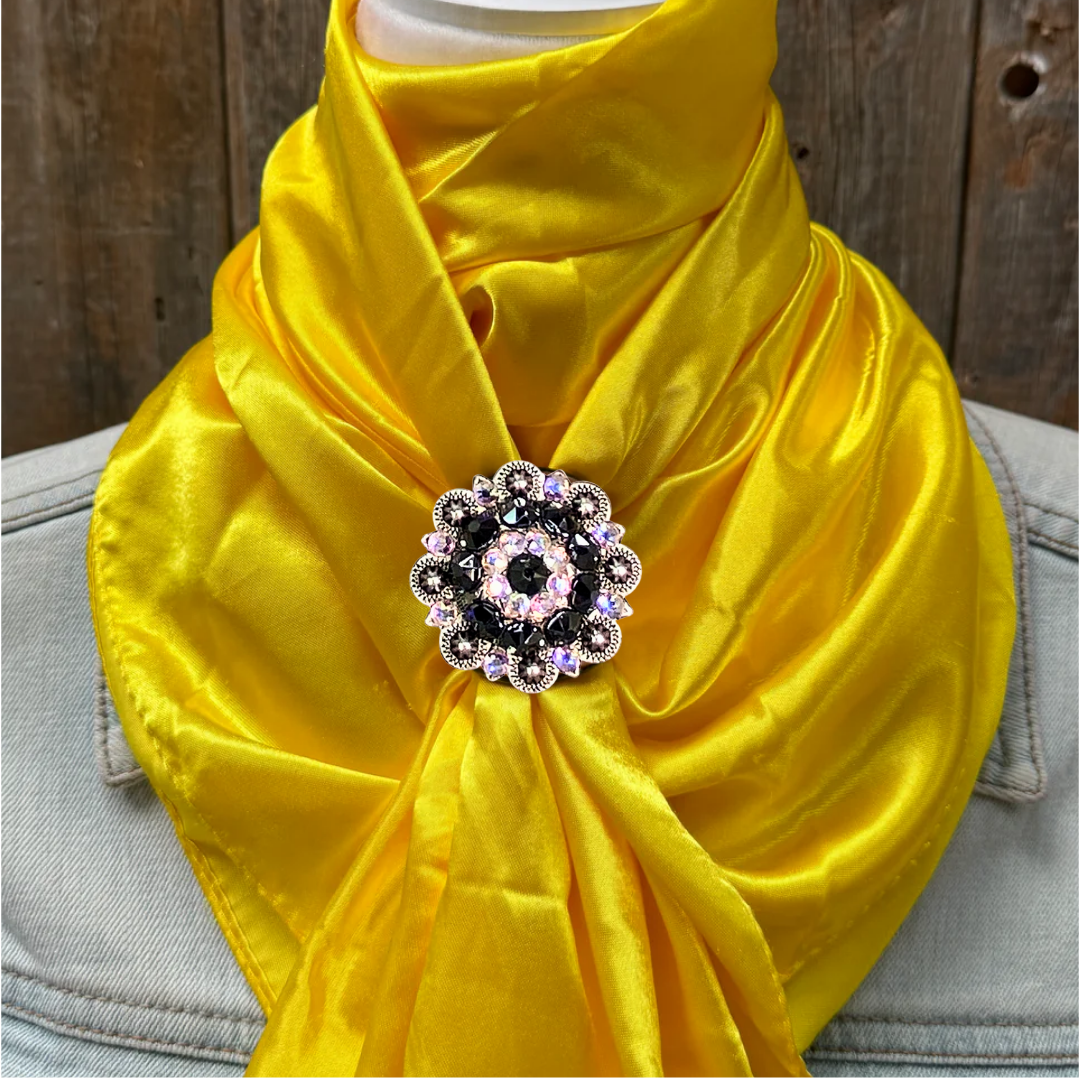 35X35&quot; Solid Yellow Wild Rag / Scarf WRS23 - Crystal Concho Wild Rag Slides - Assorted