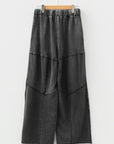 Mineral Wash Patchwork Tiered Wide Leg Pants