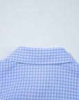Gingham Puff Sleeve Buttoned Shirt