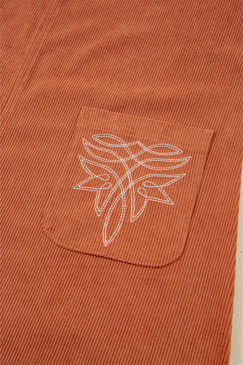 Western Corduroy Embroidered Patch Pocket Mini Dress