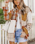 Plaid Colorblock Patchwork Chest Pocket Shirt Jacket