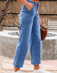 Denim High Rise Cropped Wide Leg Jeans