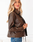 Mila Drawstring Hem Leather Jacket