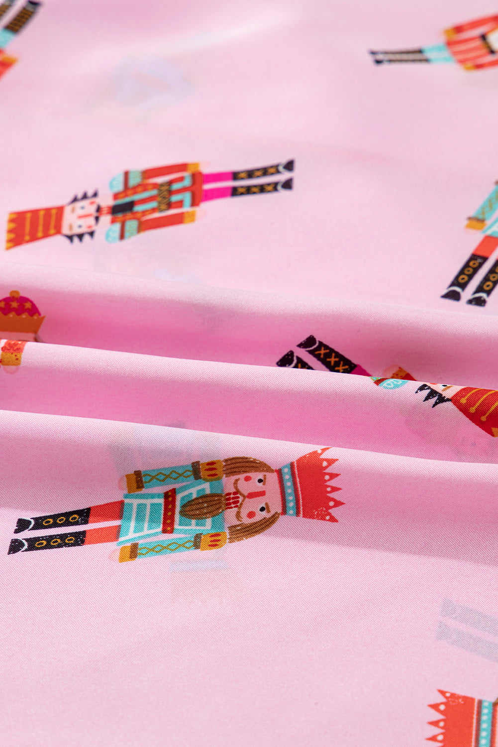 Nutcracker Contrast Trim Bow Tie Pajama Set