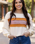 Ember Exposed Seam Knit Patchwork Top