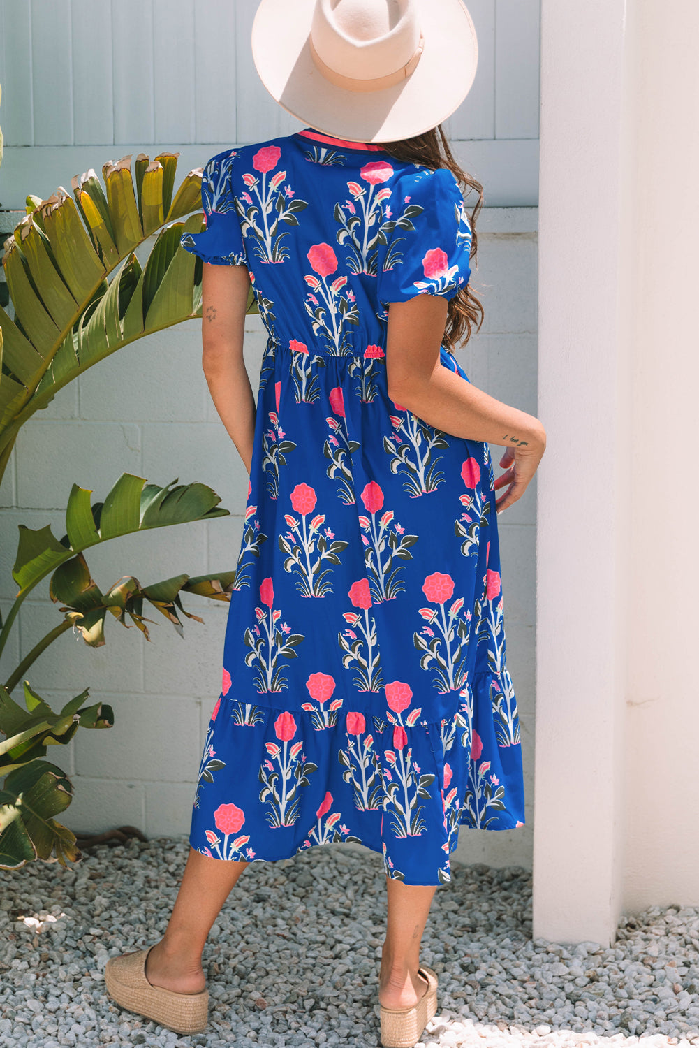 Blue Ruffle Hem Country Dress