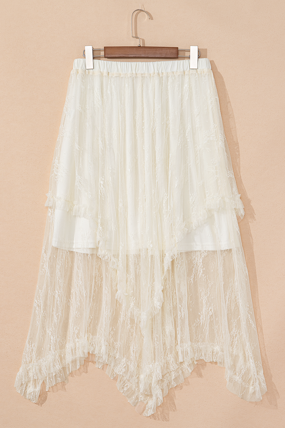 Lace Ruffle Tiered Maxi Skirt