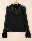 Lace Patchwork Flounce Sleeve Top