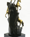 Hand Made Limited Edition four Galloping Horses Mustangs Bronze Sculpture Figure