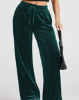 Solid Drawstring Waist Wide Leg Pants