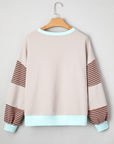 Stripe Colorblock Drop Shoulder Sweatshirt