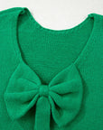 Bow Tie Backless Bubble Sleeve Sweater
