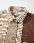 Houndstooth Colorblock Textured Patchwork Shacket