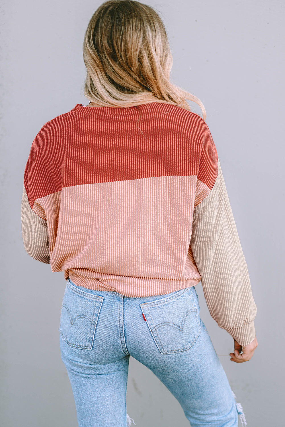 Colorblock Ribbed Long Sleeve Top