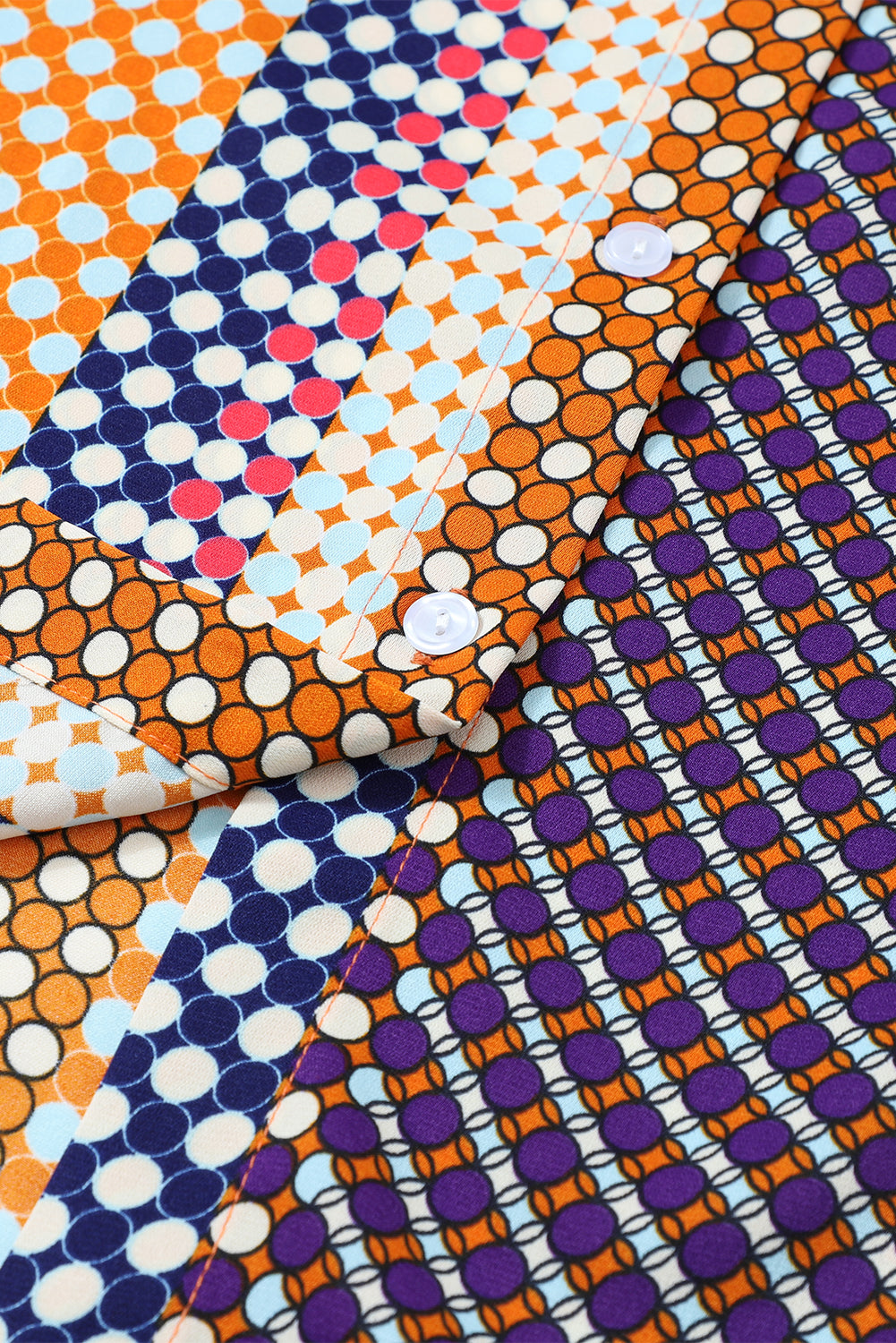 Brown Dot Print Long Sleeve Button Down Shift PLUS Shirt