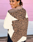Leopard Star Patchwork Open Front Hooded Jacket