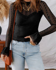 Lace Patchwork Flounce Sleeve Top