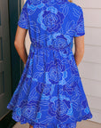 Floral V-Neck Short Sleeve Mini Dress