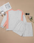 Plus Size Colorblock Pullover and Shorts Set