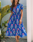 Blue Ruffle Hem Country Dress