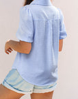 Gingham Puff Sleeve Buttoned Shirt