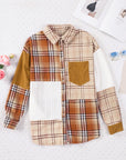 Plaid Colorblock Patchwork Chest Pocket Shirt Jacket